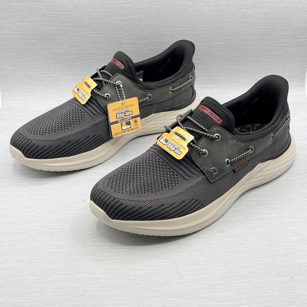 Skechers Slip Ins Men's 13 Wide Gray Walking Shoes Memory Foam Lawson 211108